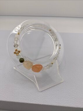 Whimsical Tourmaline Quartz & Agate Ghost Statement Bracelet
